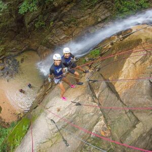 impressive waterfall rappeling